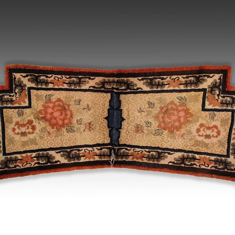 TIBETAN SADDLE RUG WOOL PILE TIBET CHINA FLORAL LATE 19TH / EARLY 20TH C. gallery
