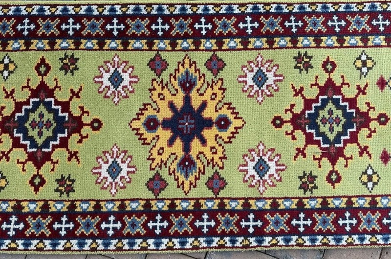 Brand New Handmade Turkish Oushak Lime Green Runner, Soft Pile, 3'x8' gallery