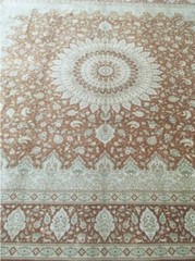8 X 8 Authentic Qhom Area Rug Oriental Rust Knotted Rare All Silk Pile A+ Square