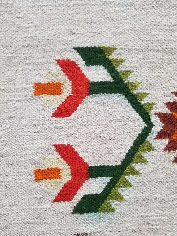 Fine Vintage Traditional Hand Made Oriental Wool Green Grey Kilim 201x91cm gallery