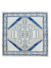 6.9×6.5 ft Oushak Square Rug, Vintage Style Turkish Handknotted Wool Area Carpet