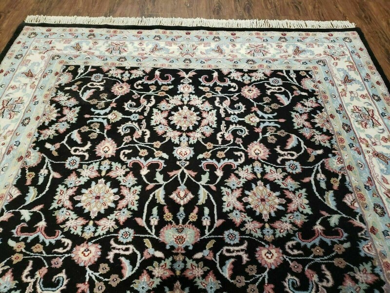 6' X 9' Handmade Indian Agra Wool Rug Carpet Vegetable Dyes Black gallery