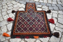 Fabulous Antique Salt Bag Rug 21” x 29” Wall Hangings Tribal Salt Bag Rug