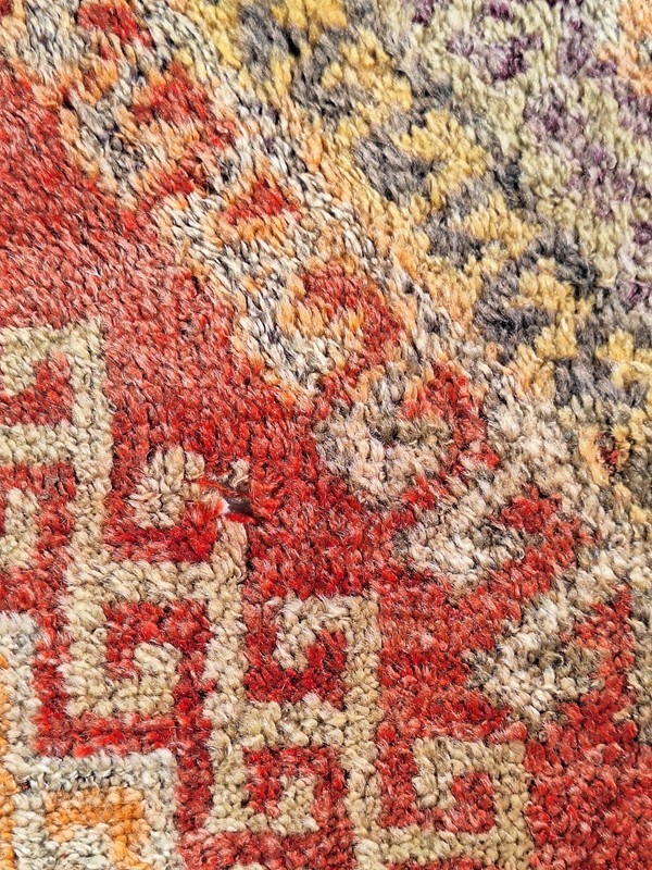 1890s Rare Collectible Antique Fragment Carpet , Cappadocian HandMade Pile Rug gallery