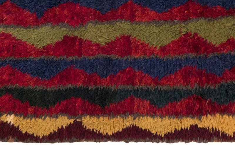 Handwoven Turkish Tulu Rug • 4x7 ft Vintage Konya Wool Flokati gallery