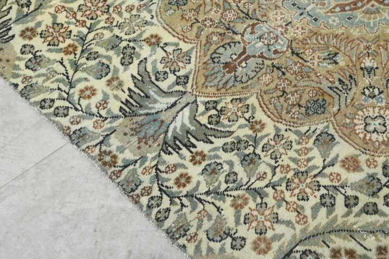 Antique turkish rug, hand-knotted vintage carpet,oushak muted area rug 4x8 1290 gallery