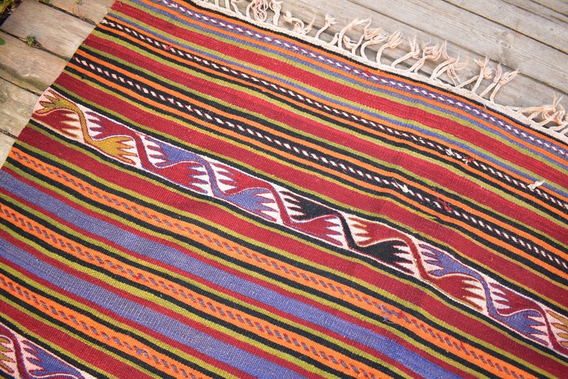 Turkish Kilim Rug 5'x12' Handwoven Sivas Vintage Natural Wool Kilim 153x370cm gallery