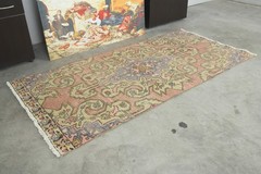 4×7 Turkish Area Rug Hand-Knotted Vintage Neutral Wool Rug Oushak Carpet,845