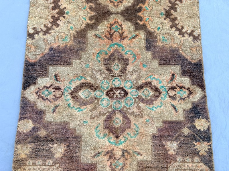 2'3x4'2 ft Vintage Caucasian Hand Knotted Wool Floral Cross Medallion Accent Rug gallery
