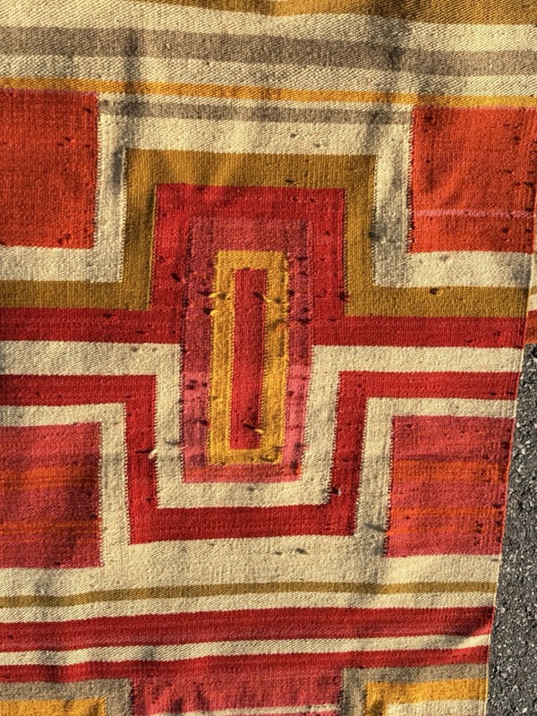 Vintage Geometric Flat Weave Runner Rug Wall Hanging 26.5x96.5 Boho MCM Wool gallery