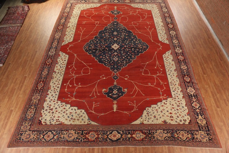 Masterpiece Antique Open Filed Rug Palace Size Handmade Pre-1900 Carpet 14x20 gallery