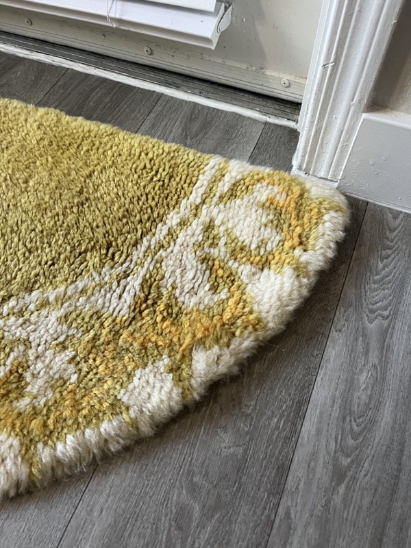 Vintage 70's/80's Yellow Half-Circle Knit Rug, Retro Shag Mat, Bathroom Carpet gallery