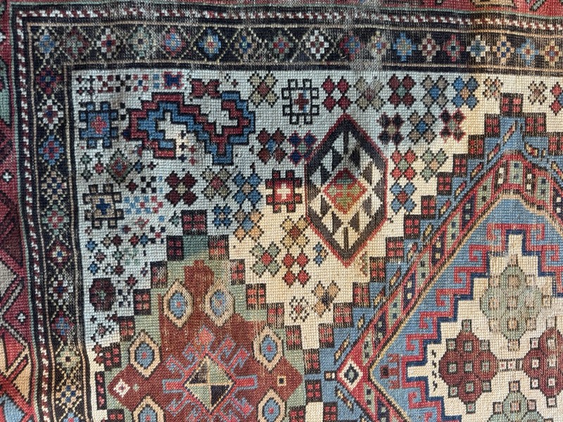 Caucasian Shirvan 8x3’7 Impossibly Rare Exquisitely Unique Design circa 1900 gallery