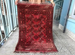 3×4 ft Afghan Hand Knotted Antique Turkmen Rug Oriental Tribal Geometric Carpet