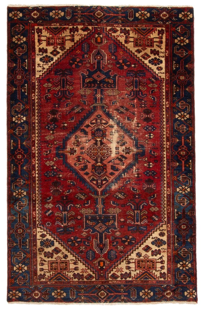 Vintage Traditional Hand-Knotted Area Rug 3'11" x 6'3" Oriental Wool Carpet