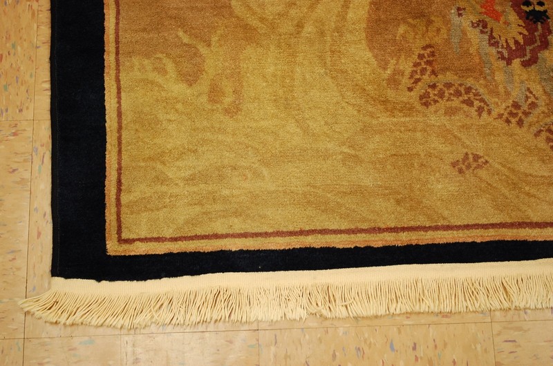 Pre 1900s ANTIQUE FIVE CLAWED CHINESE SEA and CLOUD FIGHTING DRAGON RUG 3.5x4.7 gallery