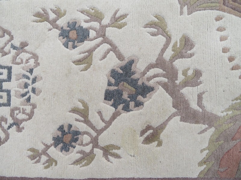 VINTAGE NEPALESE RUG. IN CHINESE TIBETAN DESIGN RUG. 184CM X 92CM. gallery