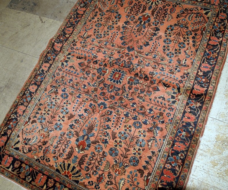 Handmade Antique Oriental Rug 94x158cm Salmon Shade 1920s Wool gallery