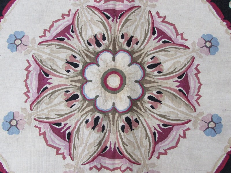 Old Hand Made French Design Wool Burgandy Mauve Original Aubusson 368X281cm gallery