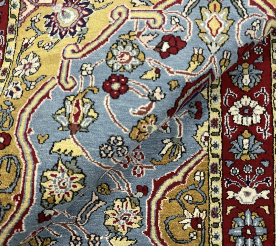 306 X 5.03ft Authentic Qumm Area Rug Oriental Knotted Rare Pile Antique Blue A+ gallery