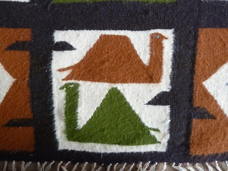 Vintage Traditional Handmade Peruvian Wool Multicolor Kilim Rug 97x91cm, 1960's gallery