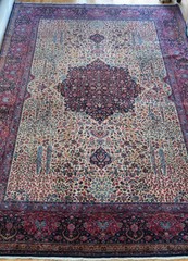 11′ x 17′ Exquisite Antique Kermann Lavar Trees Floral Hand Knotted Wool Rug