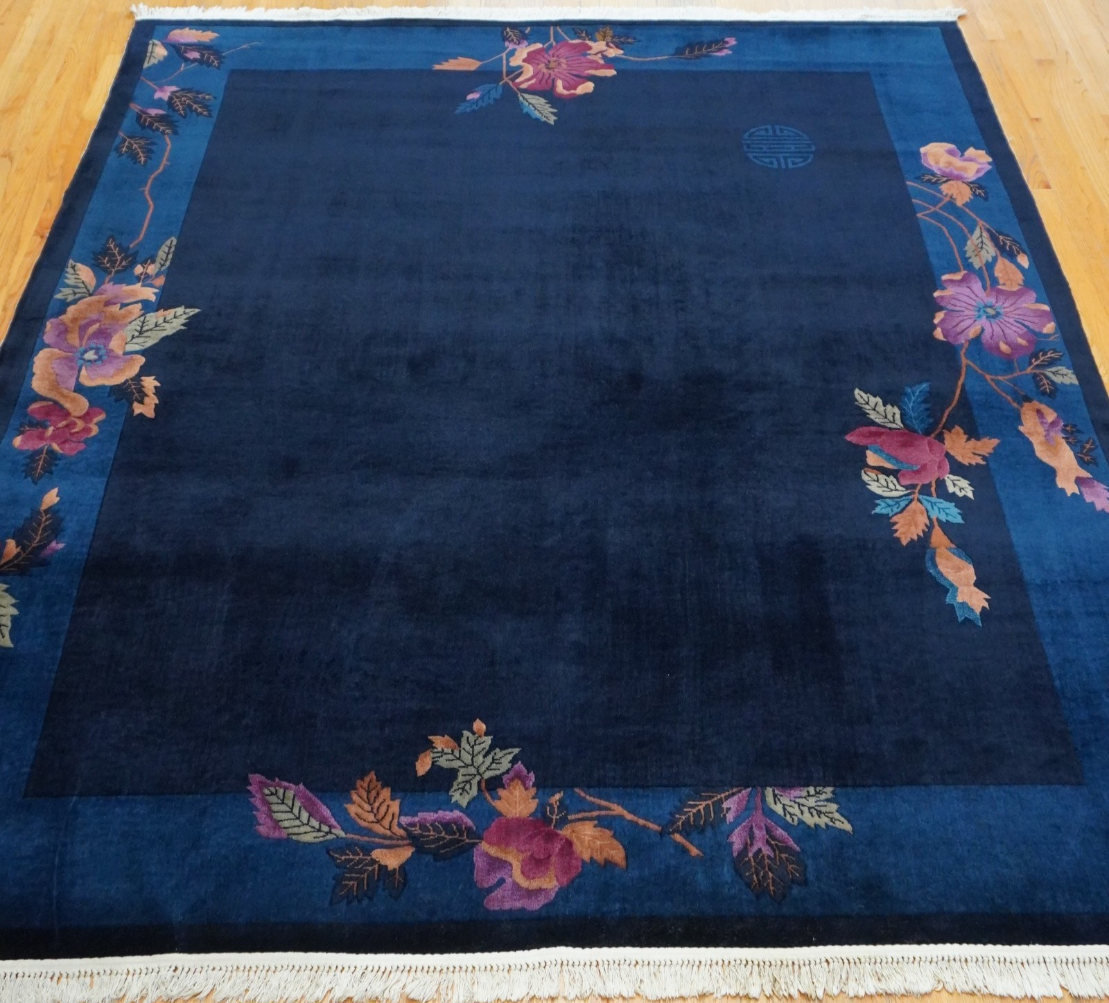 8' x 9'8" Antique Art Deco Chinese Hand Knotted Wool Blue Oriental Rug Excellent gallery