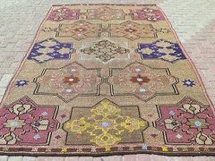 Vintage Turkish Mut Nomads Rug Wool Kilim Teppich 77″X108″ Area Rug Kelim Carpet
