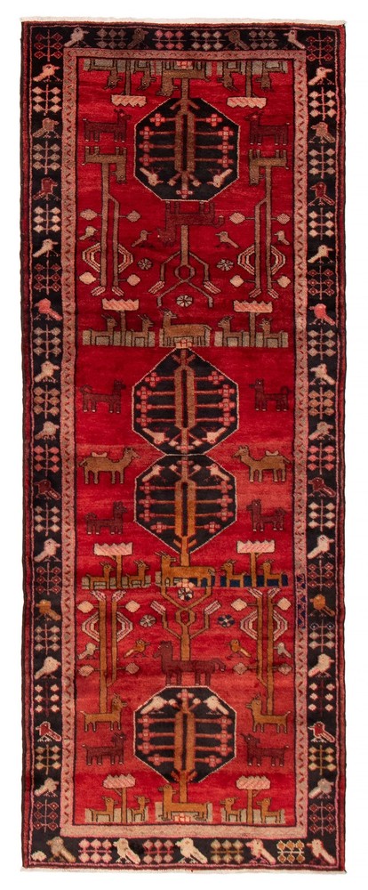 3'8" x 9'9" Vintage Hand-knotted Runner Rug Traditional Oriental Wool Carpet