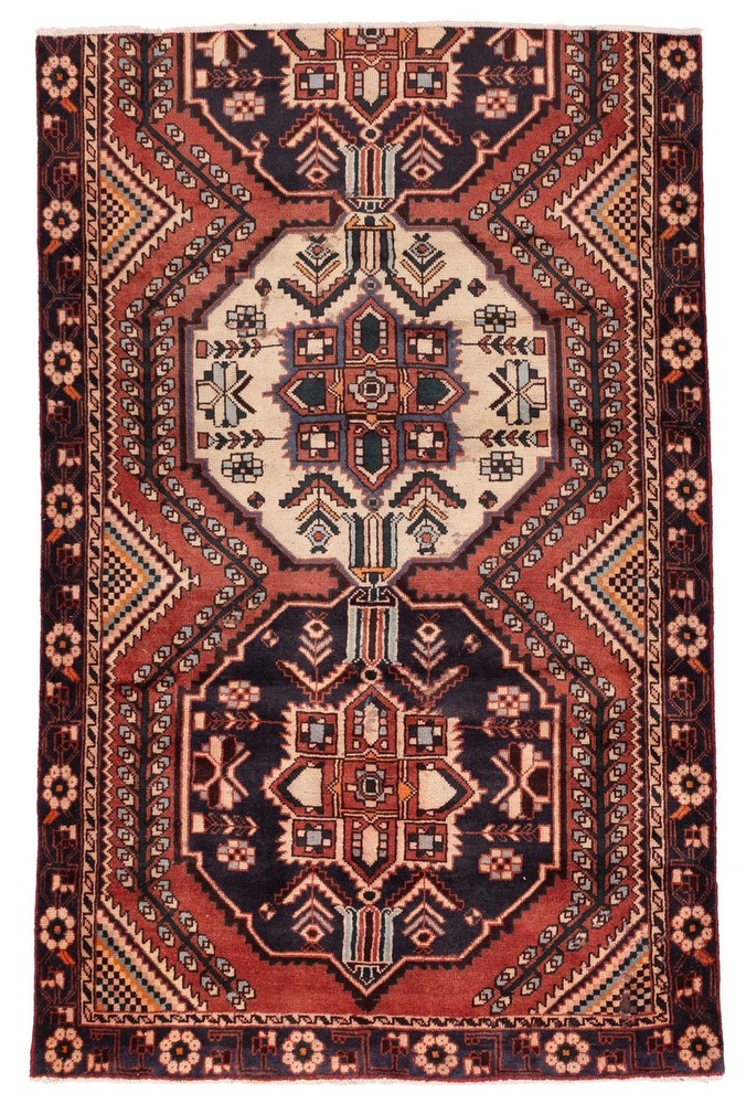 Vintage Traditional Hand-Knotted Area Rug 4'9" x 7'4" Oriental Wool Carpet