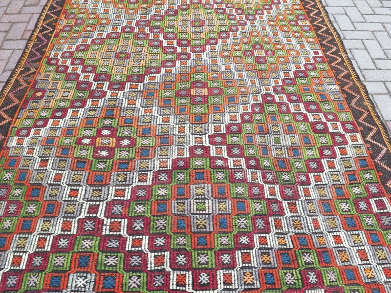 Vintage Turkish Nomads Rug, Wool Kilim, Teppich 76"X106" Area Rugs, Kelim Carpet gallery