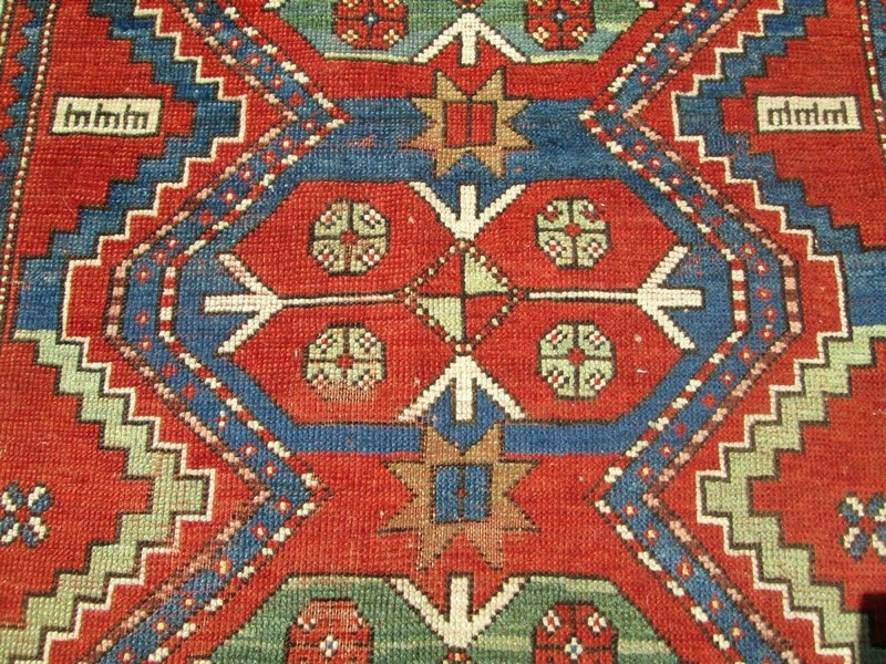 ANTIQUE CAUCASIAN KAZAK ORIENTAL RUG CIRCA 1900 ALL NATURAL DYES GREAT PRICE ! gallery