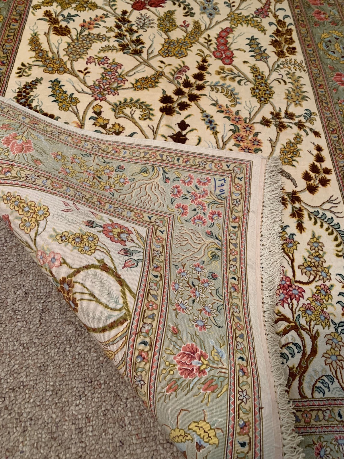 Super Fine Antique Handmade Silk and Wool Rug 4' × 5'  gallery