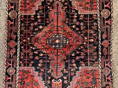 4×6 VINTAGE HERIZ RUG handmade oriental HAND-KNOTTED ANTIQUE geometric navy blue