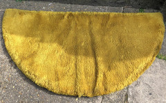 Rug Vintage Edwin Field & Son’s Ltd half moon shag pile wool 55″ x 27″ 1970’s