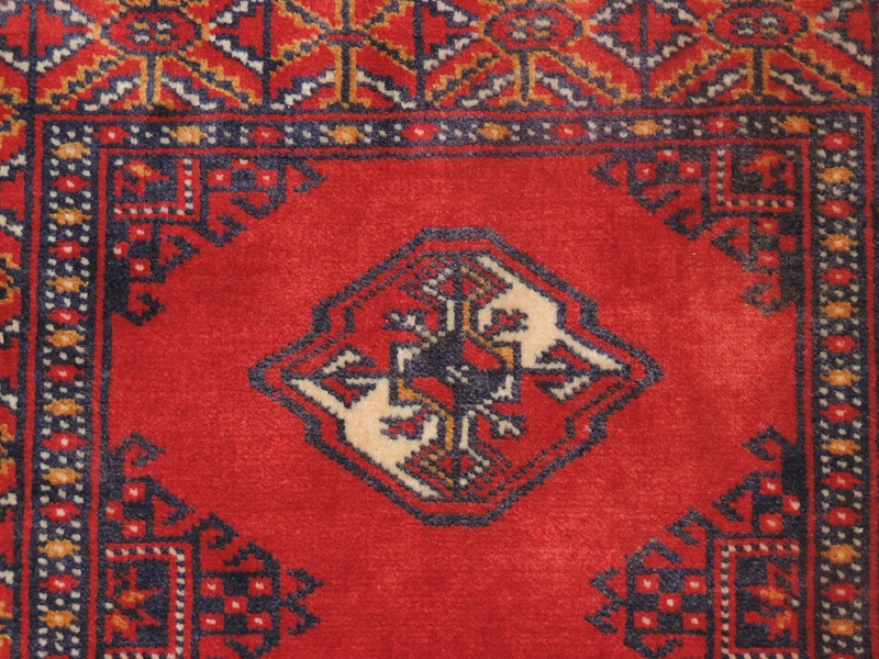 2x3ft. Handmade Turkoman Bokharra Wool Rug gallery
