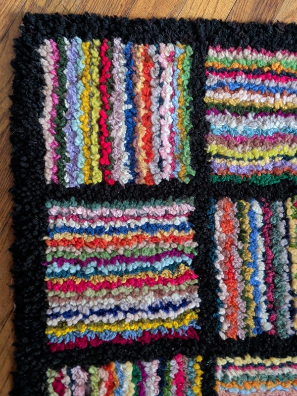 ✨VINTAGE✨ Antique Geometric Basket Weaving Hooked Carpet - 32”x 33” Throw Rug gallery