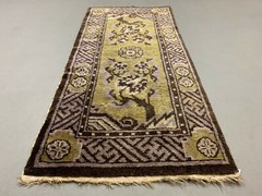 Antique Chinese Pao Tao Rug 145×68 cm, Wool, Gold and Brown