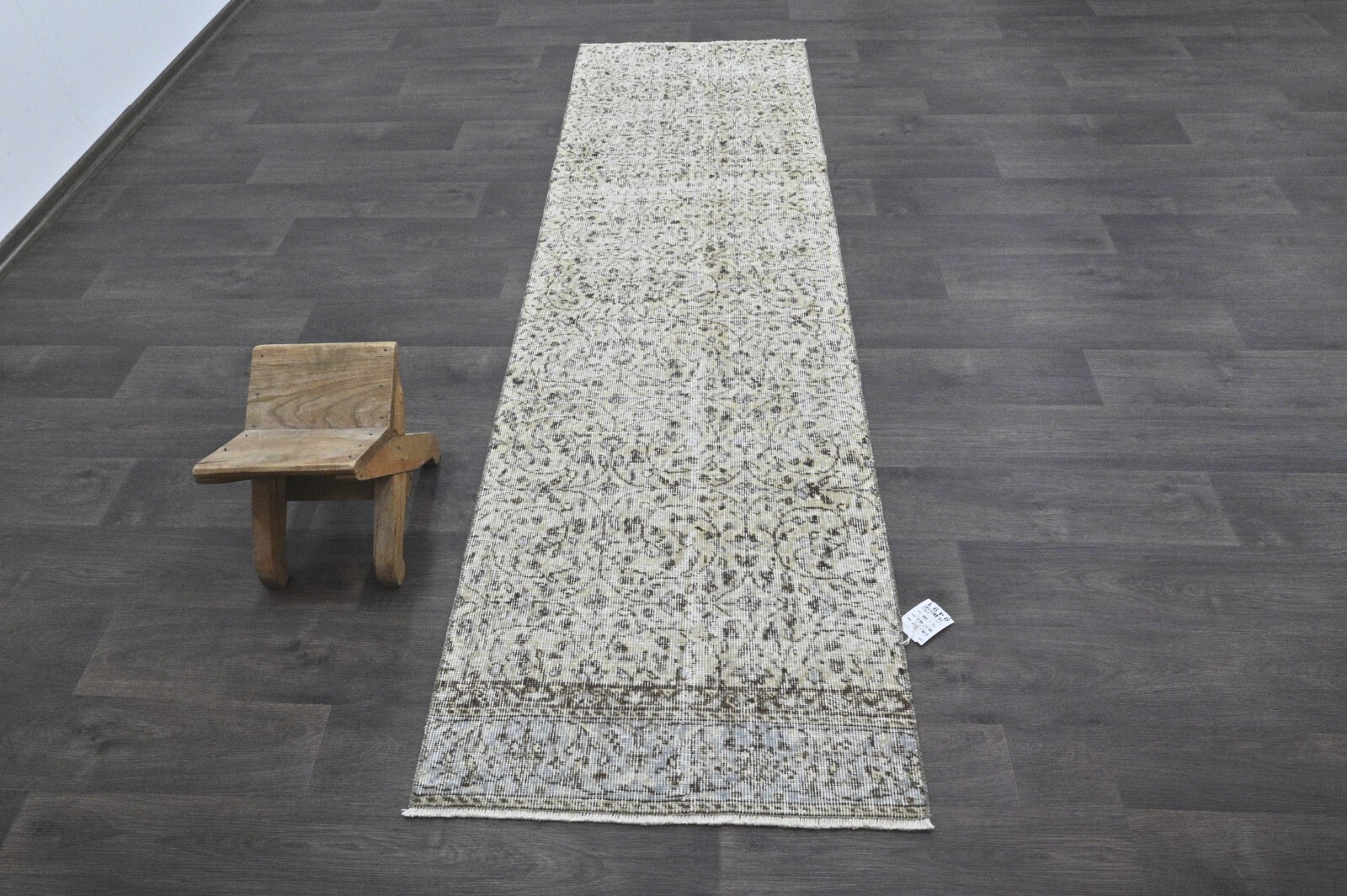 Vintage Turkish Runner Rug 2x8ft Wool Anatolian Handmade Hallway Oushak BEIGE gallery