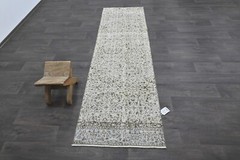 Vintage Turkish Runner Rug 2x8ft Wool Anatolian Handmade Hallway Oushak BEIGE