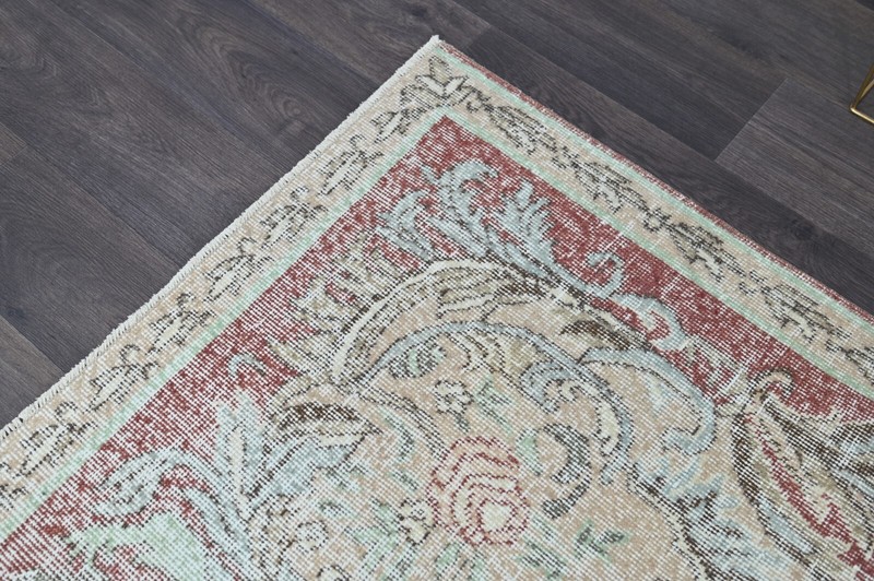 Oushak Turkish Vintage Rug 7x10 Kilim Rug Anatolian Handmade Boho Decor RED gallery