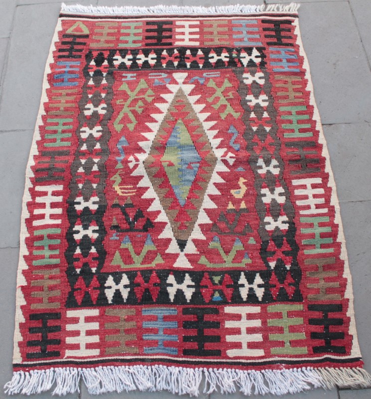 Turkish Kilim Rug 33''x47'' Hand Woven Kirsehir Kilim 85x121cm gallery