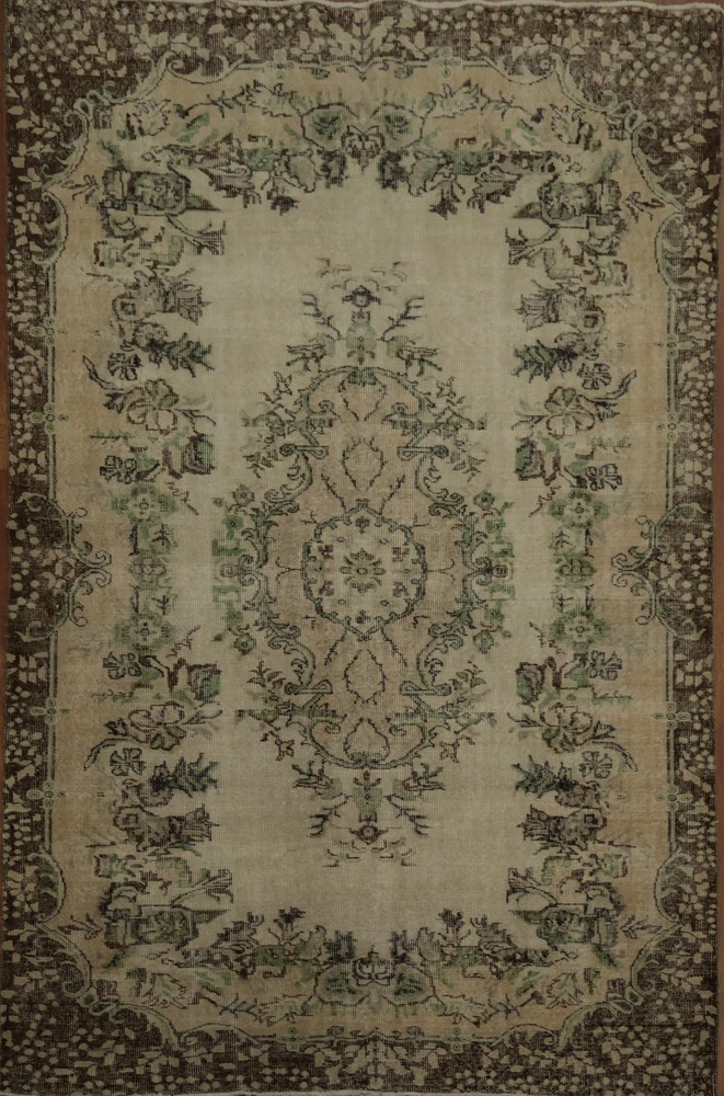 Classic Turkish Distressed Area Rug 6x10 Handmade Wool Oriental Vintage Carpet
