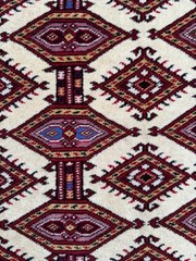 1’4 X 1’5 Small Square Afghan Yamut Rug, Finely Woven Semi Antique