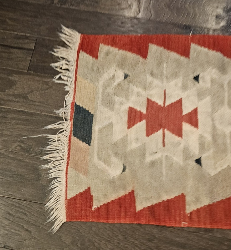 Vintage Turkish Kilim Style Navajo Rug Runner Red 63" X 45" Antique gallery