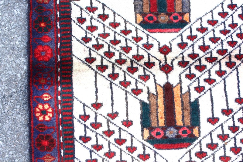 Geometric Tribal Vintage Afghan 2' 5" x 4' 1" Ivory Hand Knotted Area rug gallery