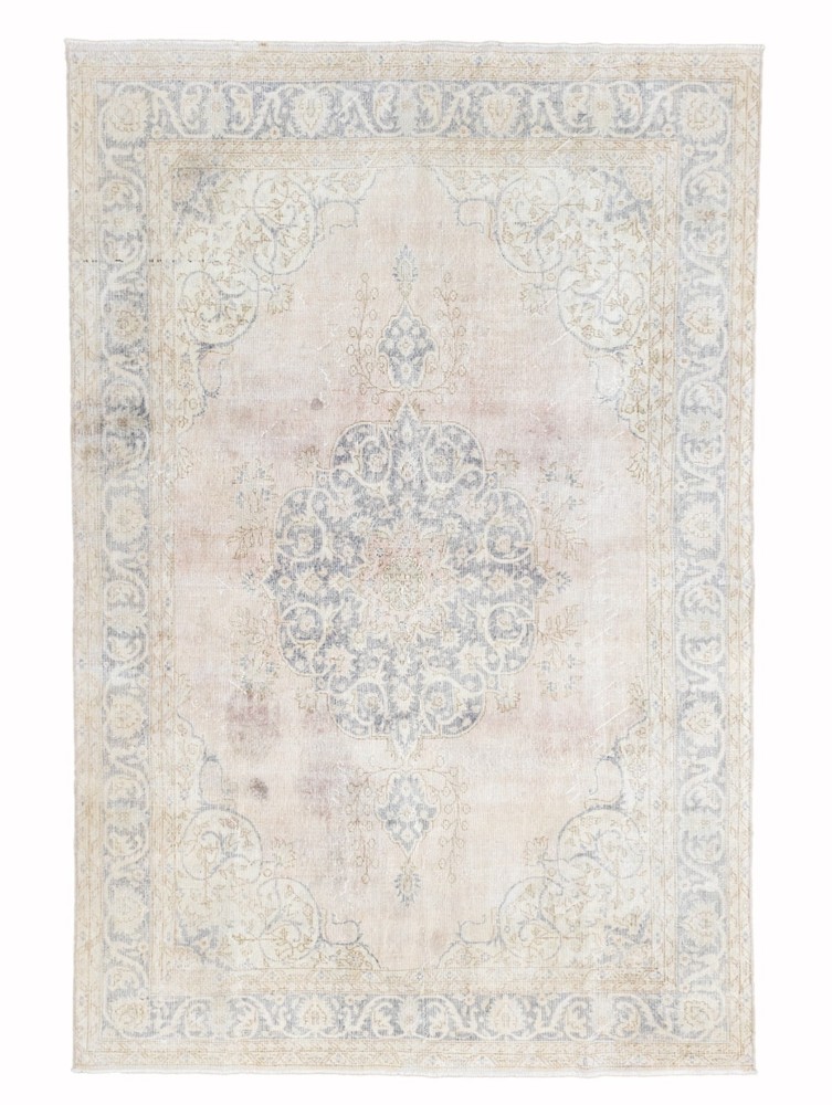 Muted Oushak Turkish Antique Large Area Rug 7.2x10.11 ft Distressed Vintage Rug