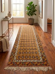 Warm Earth Tone Runner 4×12 Hand-Knotted Turkish Oushak Heritage Living