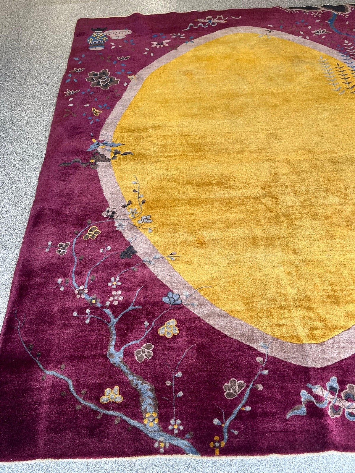 Antique Chinese Art Deco Rug — 8’ x 10’ | c.1920s | Wool | Imperial Gold & Plum gallery