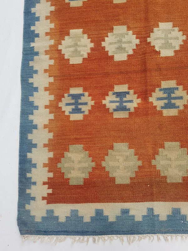 Vintage Handmade Traditional Geometric Mustard Zinc Kilim Rug Carpet 5.9x3.9ft gallery